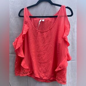 LC Lauren Conrad Pink Ruffled Sleeveless Tank Top